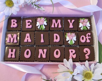 Be My Maid of Honor Proposal Chocolate Box - Bridal Party Gift Proposal - Maid of Honor Proposal Gift - Wedding Party Gifts