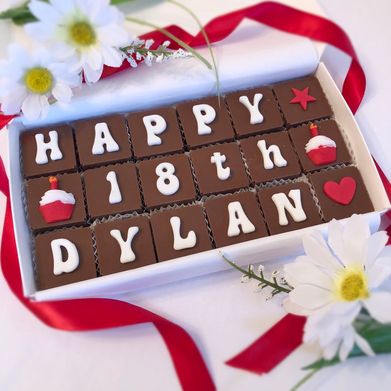 Personalized Birthday Chocolates Custom Chocolate Birthday Gift Unique Birthday Gifts Birthday Chocolates Chocolate Gift for Him image 1