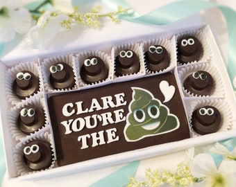 Personalized Poop Emoji Chocolates - You're the Shit Chocolates - Chocolate Poop Emoji - Gag Gift - Custom Poop Chocolates