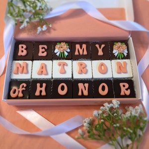 Matron of Honor Proposal Gift Chocolates Will You Be My Matron of Honor Proposal Be My MOH Gift Box image 4