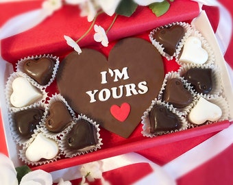 I'm Yours Valentine Chocolate - Coeur en chocolat personnalisé - Coeurs de conversation en chocolat personnalisés - Saint Valentin unique - Cadeau Saint Valentin