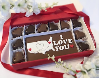 Personalized I Love You Chocolates - Long Distance Gift - Personalized Map Chocolate - I Love You Gift - Gift for Boyfriend - Love You