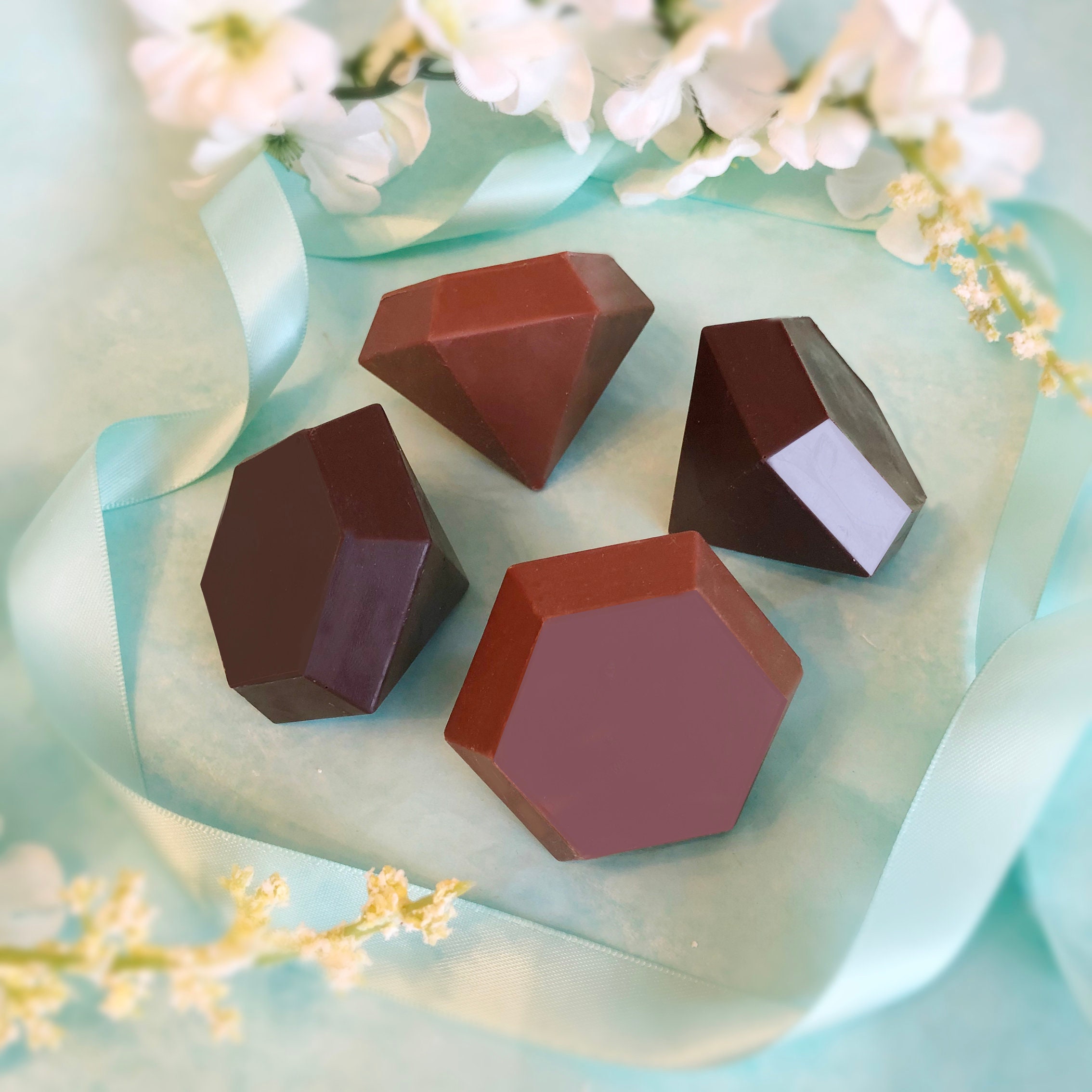 4 Diamond Shaped Chocolates Chocolate Diamonds Chocolate Etsy