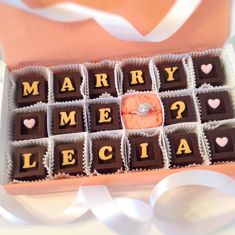 Marry Me Chocolates Marriage Proposal Chocolates and Ring Unique Proposal Personalized Marriage Proposal Will You Marry Me Chocolate