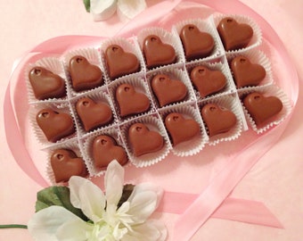 Heart Shaped Chocolates - Chocolate Heart Candy - Box of 18 Chocolate Hearts - Gift for Her - Gift for Him - Heart Shaped Candy