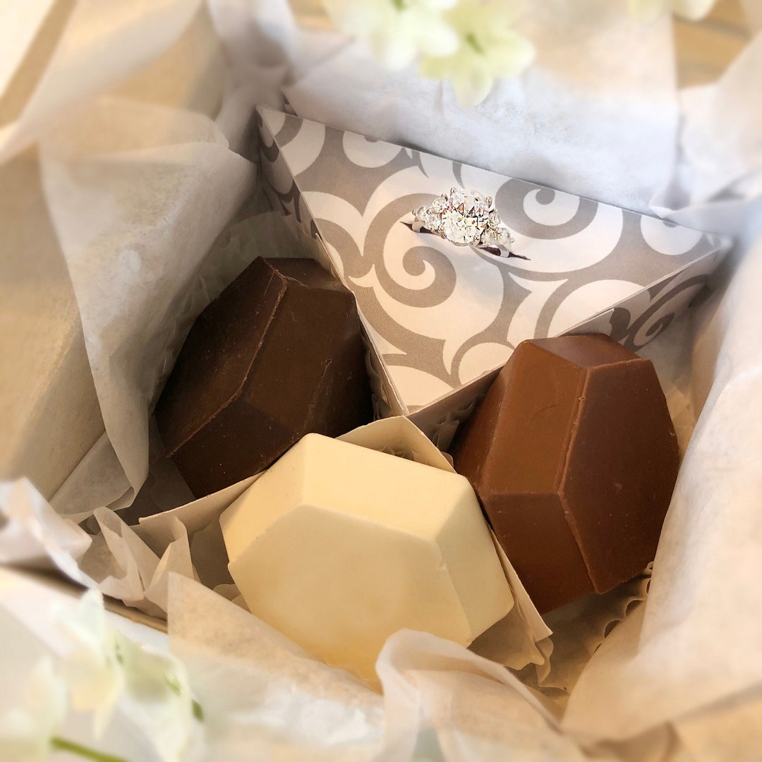 Gemstone Ring & Diamond Shaped Chocolates Chocolate Diamonds and Ring