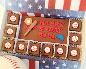 Personalized Baseball Chocolate Birthday Gift - Baseball Chocolates - Unique Birthday Gift for Dad - Baseball Themed Birthday Chocolates