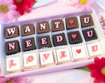 Want You, Need You, Love You Chocolates - Chocolate Gift for Him - Boyfriend Gift - Girlfriend Gift - Valentine Chocolates - Gift for Her