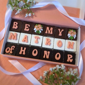 Matron of Honor Proposal Gift Chocolates Will You Be My Matron of Honor Proposal Be My MOH Gift Box image 9