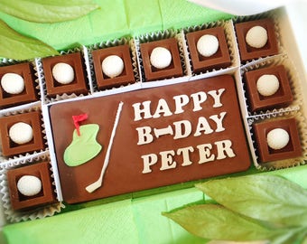 Personalized Golfer Birthday Chocolates - Golf Lovers Chocolate Gift - Birthday Gift For Him - Golf Gifts For Men - Golf Gifts for Her