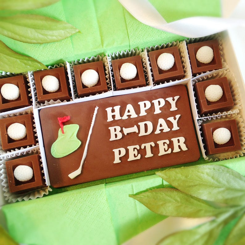Personalized Birthday Chocolates  Golf Lovers Chocolate Gift image 1