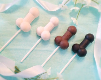 10 or 12 Bachelorette Party Penis Chocolates on a stick - Penis Decor - Penis Party Favors - Chocolate Penis lollipop - Girls Night Out