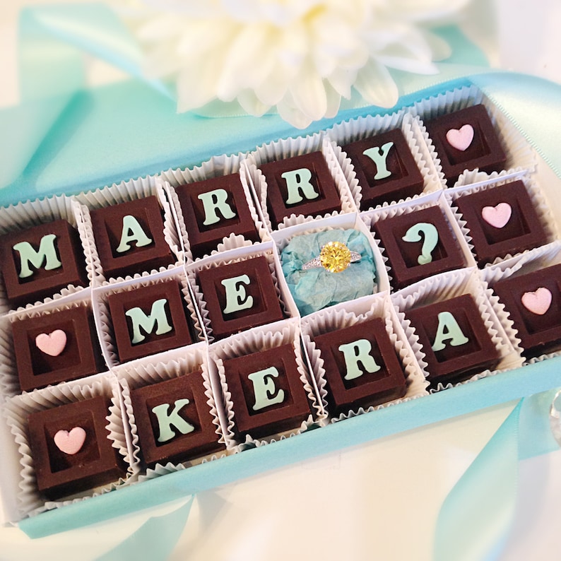 Marry Me Chocolates Marriage Proposal Chocolates and Ring Unique Proposal Personalized Marriage Proposal Will You Marry Me Chocolate