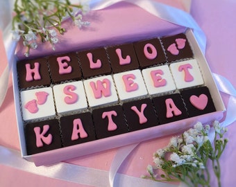 Personalized New Baby Girl Chocolate Gift - Baby Girl Congratulation Chocolates - New Baby Girl Gift