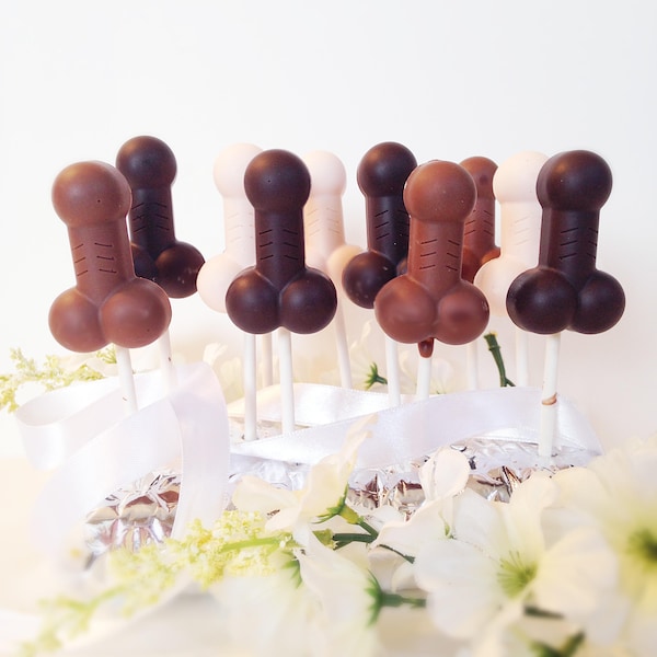 14 Penis Chocolate Pops - Bachelorette Party Favors - Chocolate Penis on a Stick - Penis Lollipops - Girl Night Out