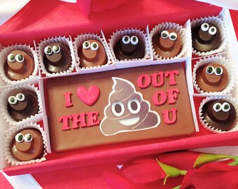 Valentine Poop Emoji Chocolate Gift - I Love The Shit Out Of You Valentine Chocolates - Valentine Chocolate Gift