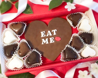 Eat Me Heart Chocolate - Sexy Valentine Heart Chocolate - Coeur de conversation personnalisé - Cadeau personnalisé de la Saint-Valentin pour lui - Cadeau de la Saint-Valentin pour elle