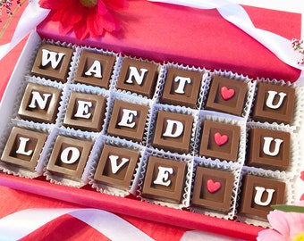 I Want You, Need You, Love You Chocolates - Valentines Chocolates - Boyfriend Gift - Girlfriend Gift - Anniversary Chocolate Gift - Gift