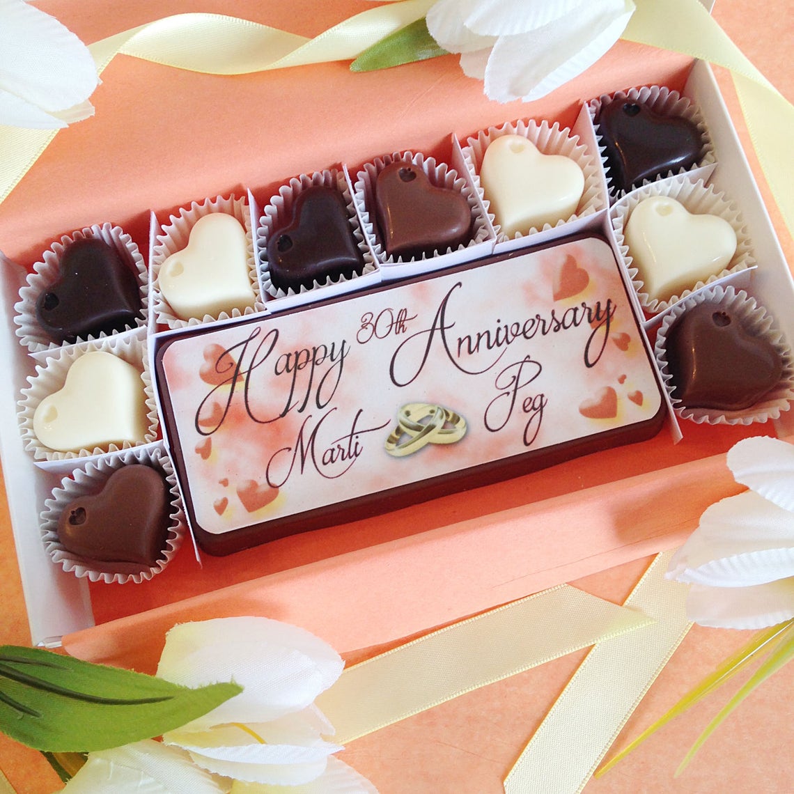 Happy Anniversary Chocolate Gift Personalized Anniversary Etsy