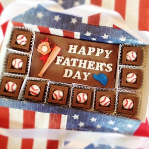 Chocolate Fathers Day Baseball Gift - Happy Father's Day Baseball Chocolate Squares - Unique Gift for Dad - Fathers Day Gift