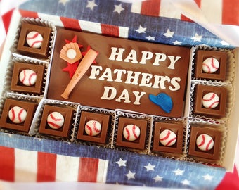 Chocolate Fathers Day Baseball Gift - Happy Father's Day Baseball Chocolate Squares - Unique Gift for Dad - Fathers Day Gift