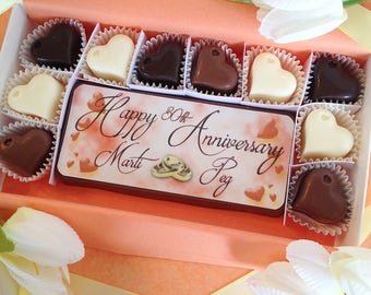 Happy Anniversary Chocolate Gift - Personalized Anniversary Gift - Chocolate Anniversary Gift - Custom Chocolates - Personalized Chocolates