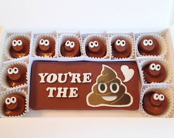 Poop Emoji Chocolates - Chocolate Poop Emoji - You're The Shit Chocolates - Gag Gift - Funny Birthday Gift - Poop Emoji - Poop Chocolates