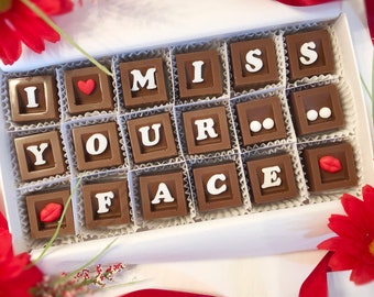 I Miss Your Face Chocolates - Long Distance Gift - Best Friend Gift - Boyfriend Gift - Girlfriend Gift - Custom Missing You Chocolate Gift