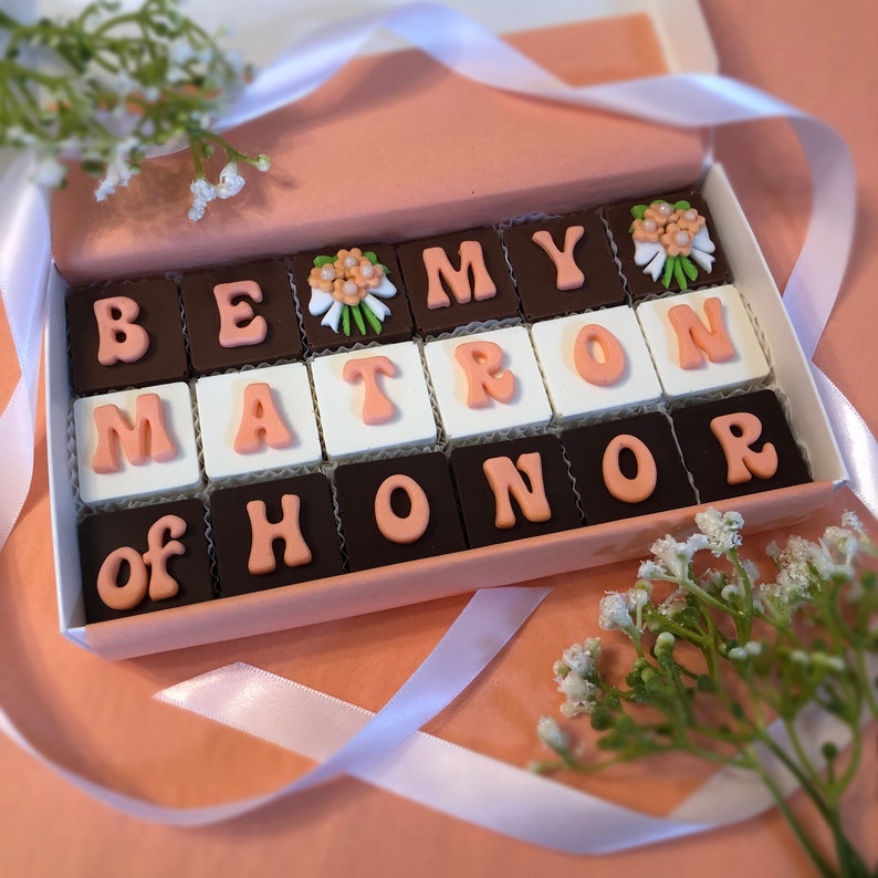 Matron of Honor Proposal Gift Chocolates Will You Be My Matron of Honor Proposal Be My MOH Gift Box image 1