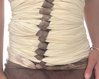 Bengkung Belly bind | unsewn edge | Postpartum wrap | Pure  cotton in Natural & brown | 18 yards