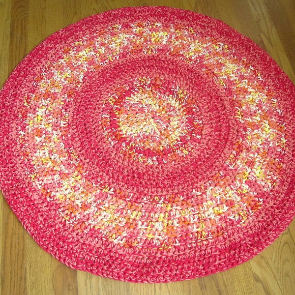 Tropical Sunset Crocheted Cotton Rug, Crocheted Throw Rug, Cotton Rug