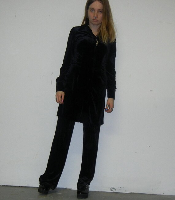 crushed velvet pant suit