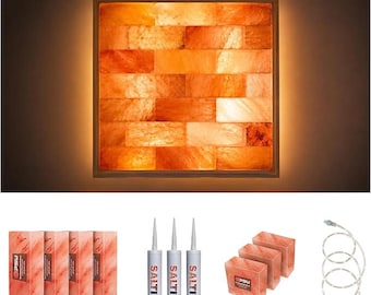 Himalaya-Salzziegel-Wandset 2 x 2 Fuß, rosa Salzwandpaneele mit LED-Beleuchtung, Himalaya-Salzwand, Spa-Sauna-Wellnessraum-Dekor-Ziegelpaneel