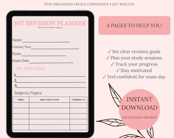Digital Revision Planner | Student Study Organizer (Digital Download)