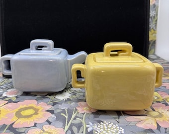 Gonder Cubistic Design Pastel Yellow Coffee Tea Cream and Sugar Set Modernism