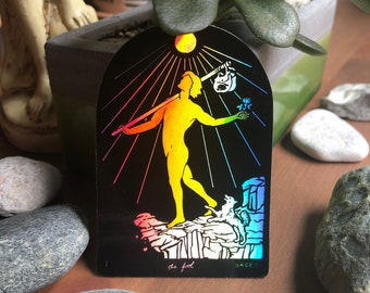 The Fool Tarot Card Holographic Diecut Sticker Major Arcana