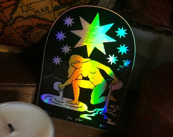 The Star Tarot Karte Holographic Diecut Sticker Major Arcana