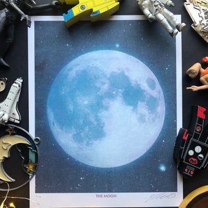 The Moon Risograph Art Print