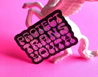 Protect Trans Youth - Glitter Diecut Vinyl Sticker