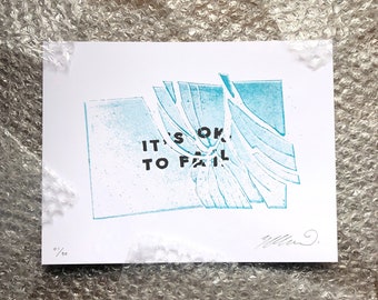 It's Ok To Fail - Risograph Illustration Art Print