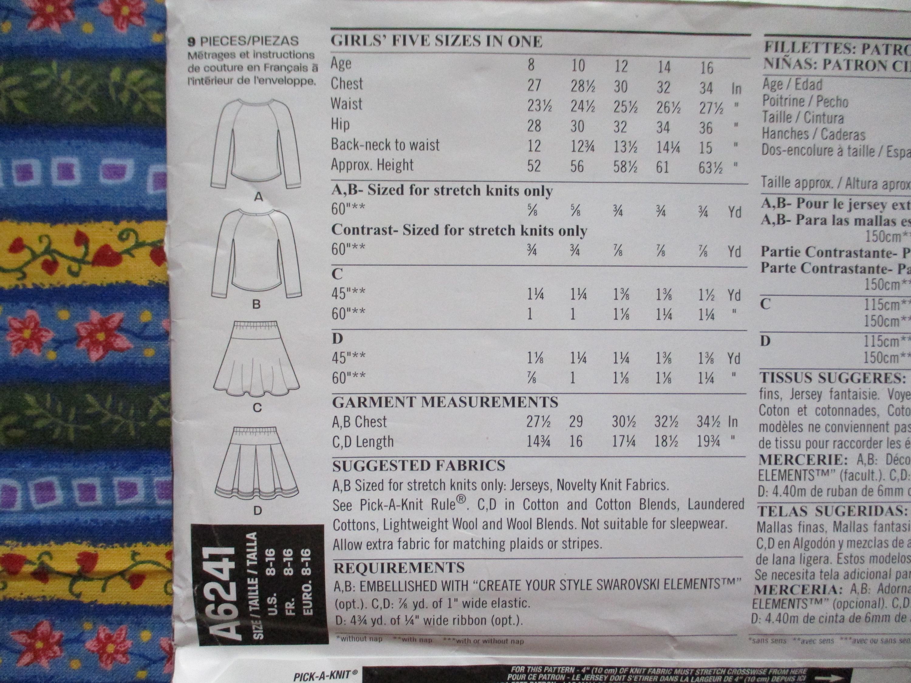 2010s New Look Sewing Pattern 6241 Tweens Skirt and Top UNCUT Size 8-16 ...