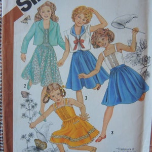 vintage 1980s Simplicity sewing pattern 5468 UNCUT  girls pullover sundress and unlined jacket size 14