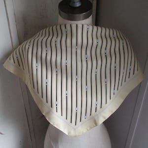 Vintage 1970s polyester scarf geometric diagonal stripes  19 x 20 inches