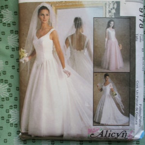 Vintage 1990s sewing pattern McCalls 9178 misses gown or dress bridal wedding UNCUT size 8-10-12