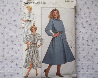 1980er Butterick Schnittmuster 4917 David Warren Damen Kleidergröße 52-52