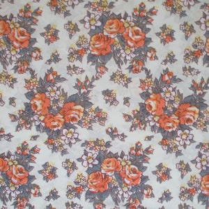 Vintage 1960s fabric stretch polyester knit yellow with orange flowers floral  60 inches wide