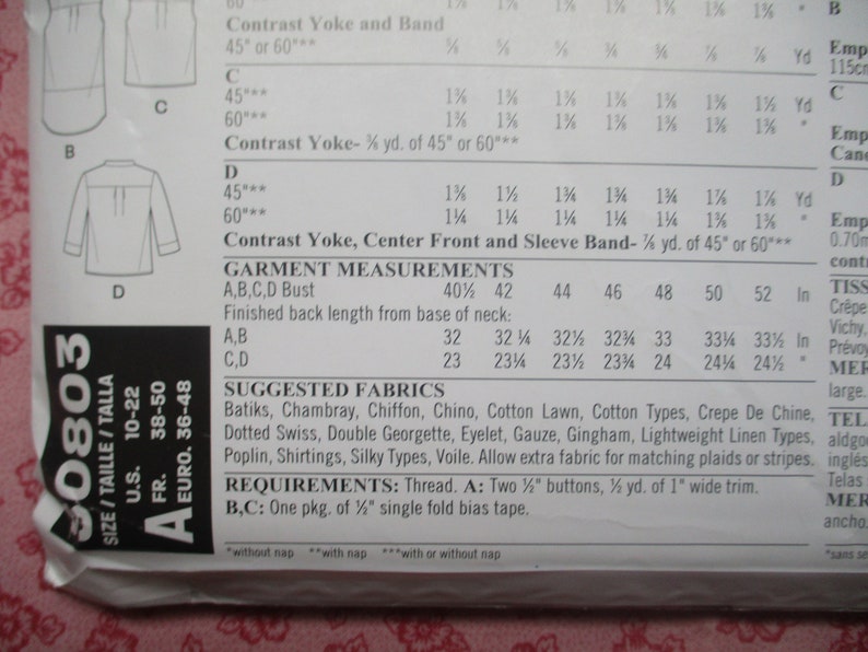 2000s New Look Sewing Pattern 803 Misses Set of Tops Size 10-16 - Etsy