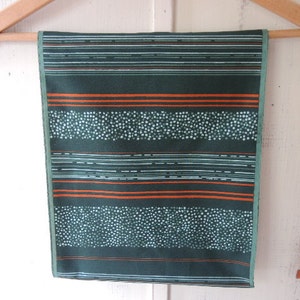 Vintage 1970s polyester scarf green and brownish orange striped 11 x 55 inches