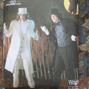 2000s sewing pattern Simplicity 4083 mens Halloween costumes cape top hat coat vest dickey pants size M-L-XL
