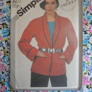vintage 1980s Simplicity sewing pattern 5649 misses fast and fabulous loose fitting unlined jacket  size 10-12 UNCUT